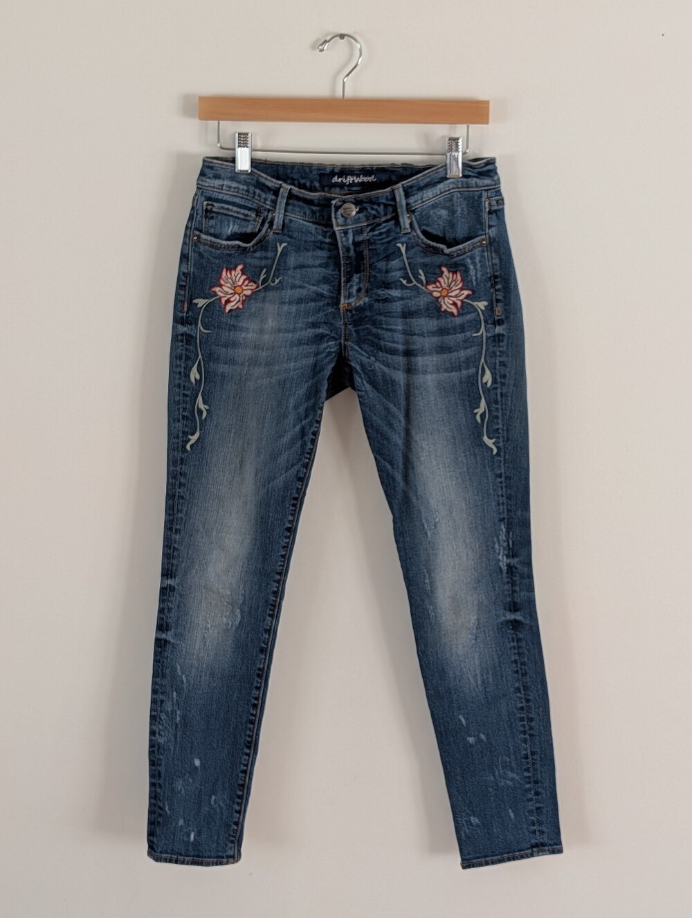 Driftwood Floral Embroidered Straight Leg Jeans - 29